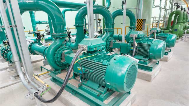 Powerful electric motors for modern industrial equipment at factory.